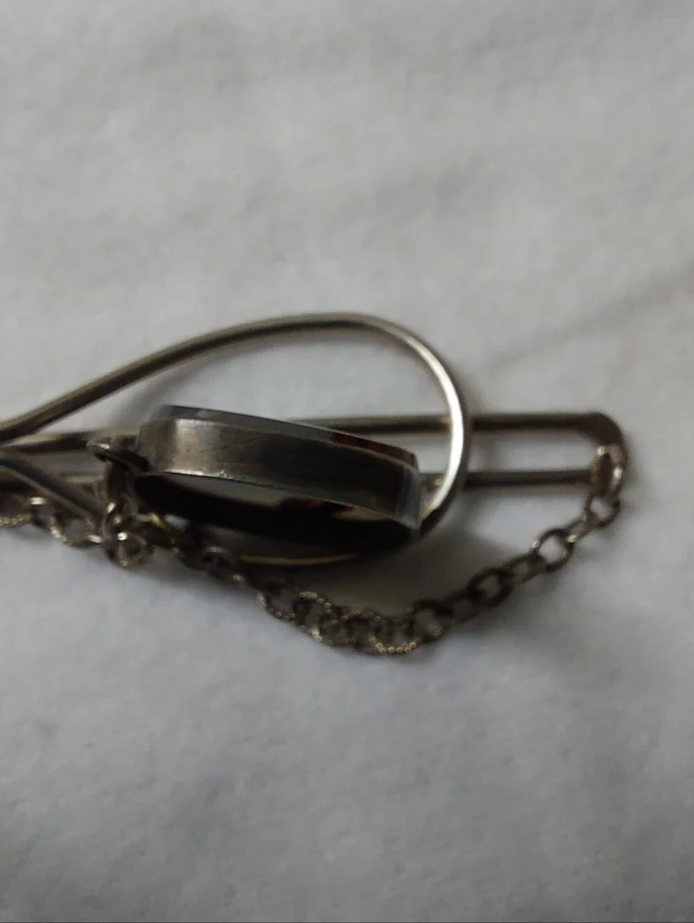 Vintage Estate Mid Century Scenic Moss Agate Loop Tie Bar Pendant Retro Unmarked